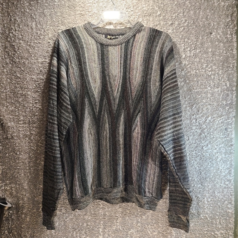 Alan Stuart Abstract Men Sweater XL Acrylic‎ USA Made Vintage